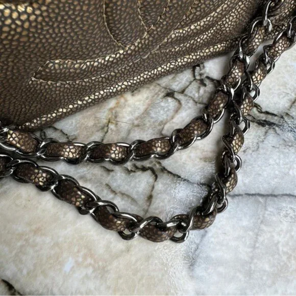 SOLD Chanel Classic Timeless CC Single Flap Metallic Caviar Shoulder Bag - Picture 7 of 16